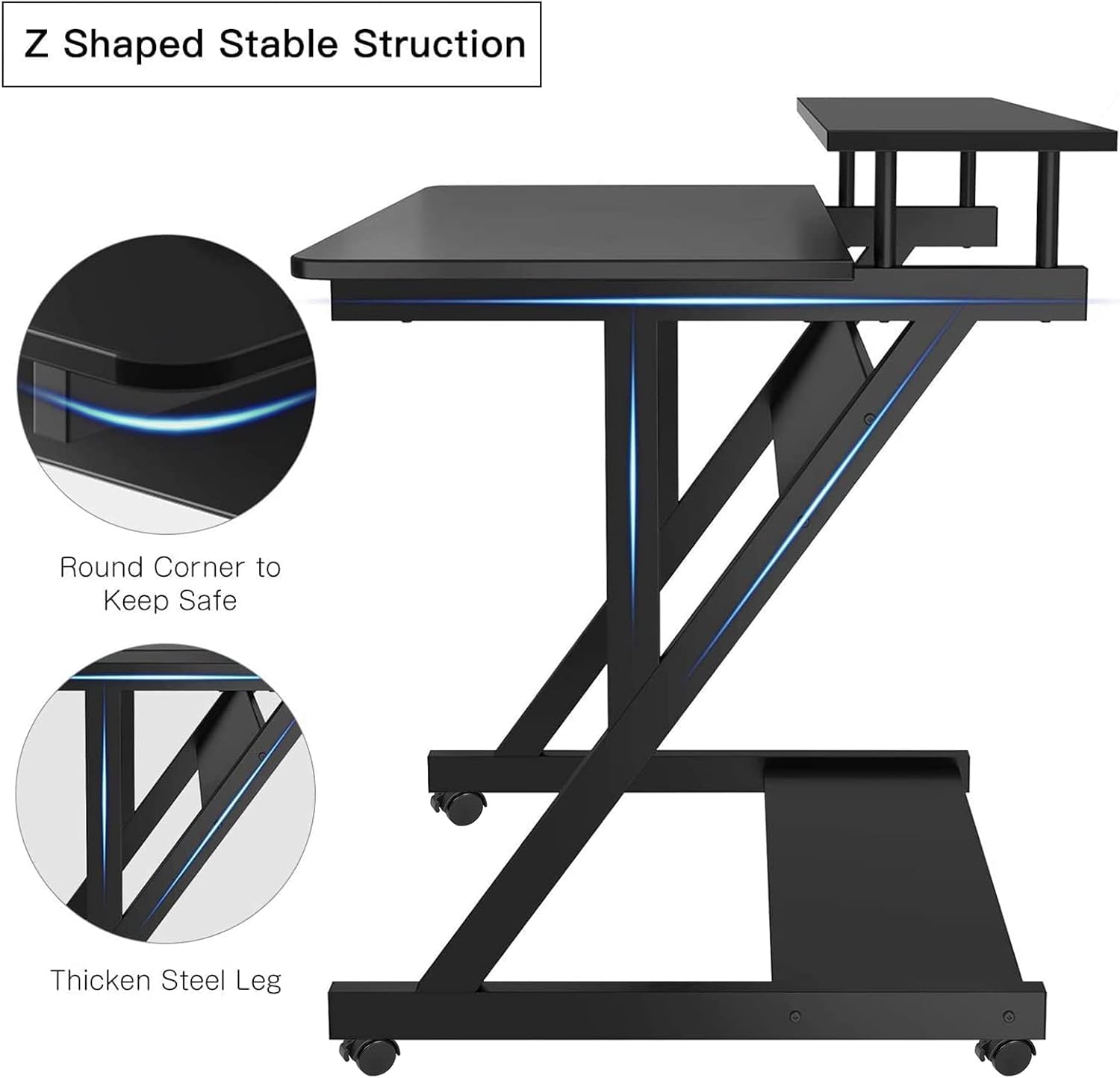Black Tier Compact Pc Desk