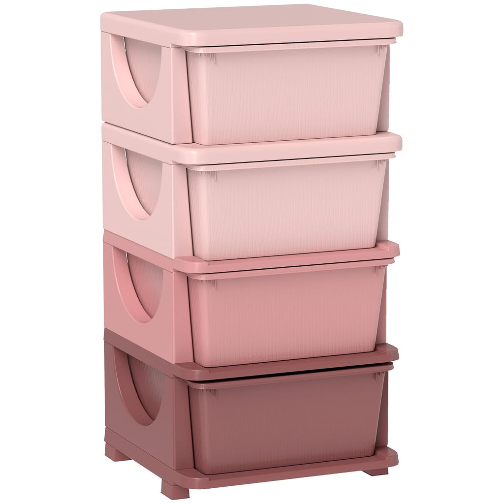 Pink Four Drawer Kids Storage Unit