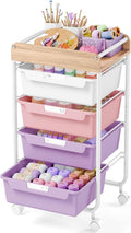 Purple Rolling Four Drawer Art Cart