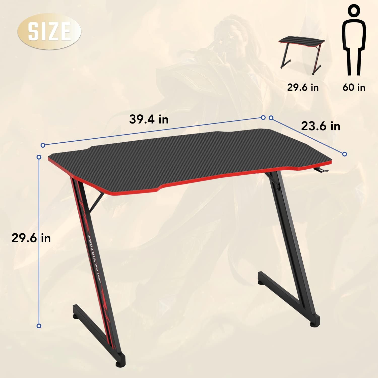 Red Z Frame Gaming Desk
