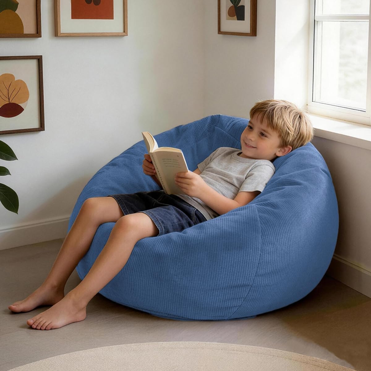 Blue Foam Filled Bean Bag