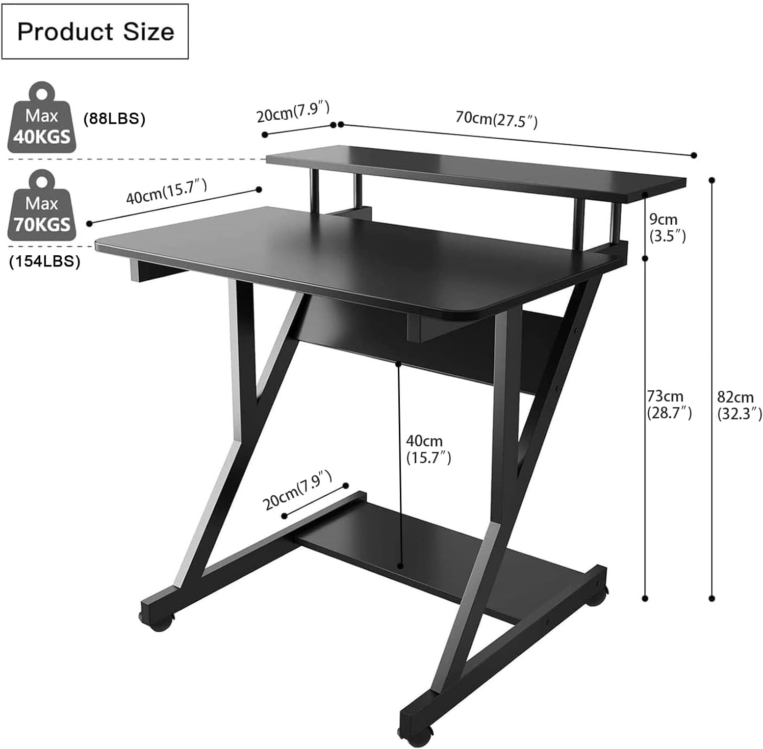 Black Tier Compact Pc Desk