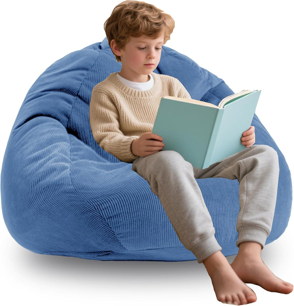 Blue Corduroy Foam Bean Bag