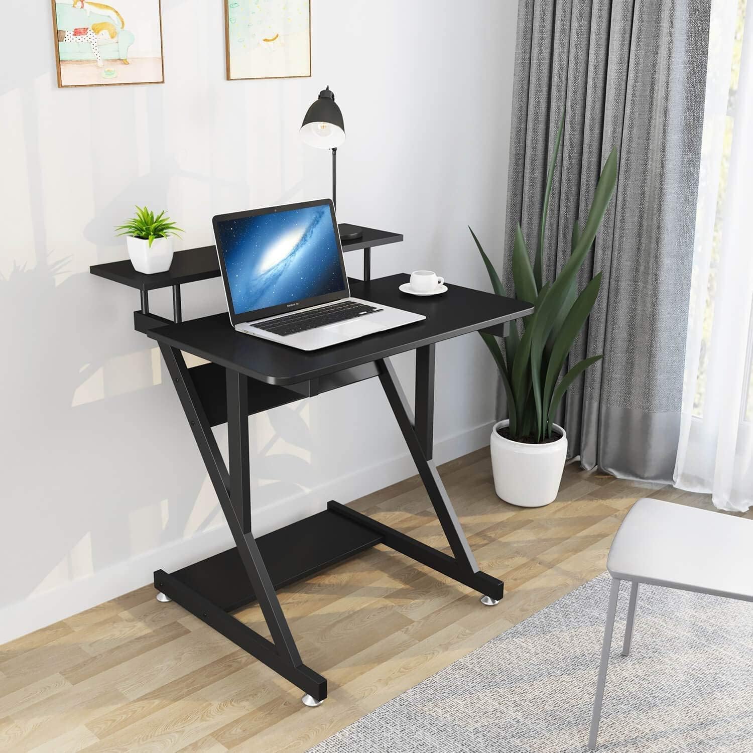 Black Tier Compact Pc Desk