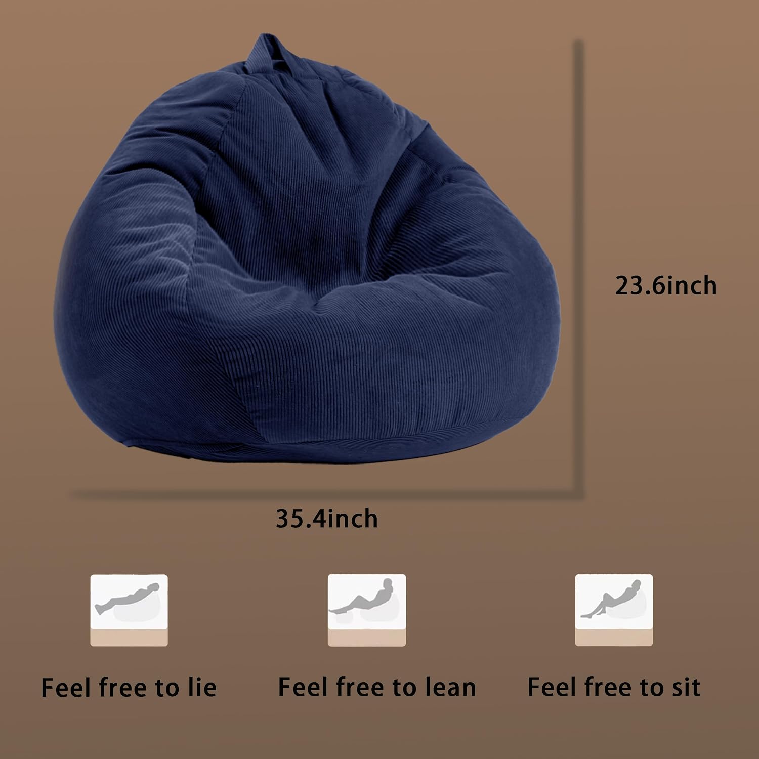 Blue Corduroy Foam Bean Bag