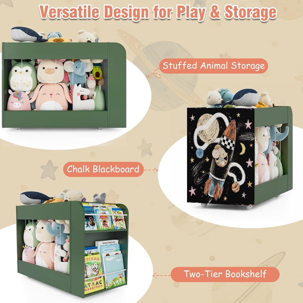 Wheeled Wooden Kids Storage Shelf