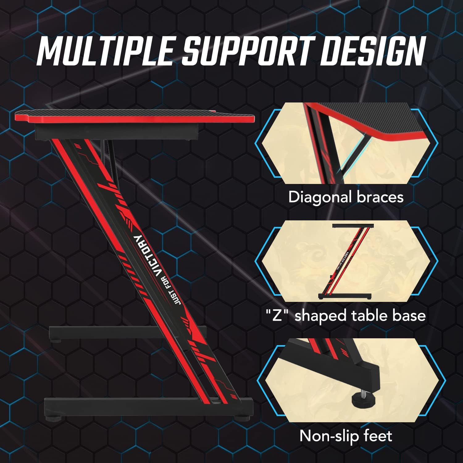 Red Z Frame Gaming Desk