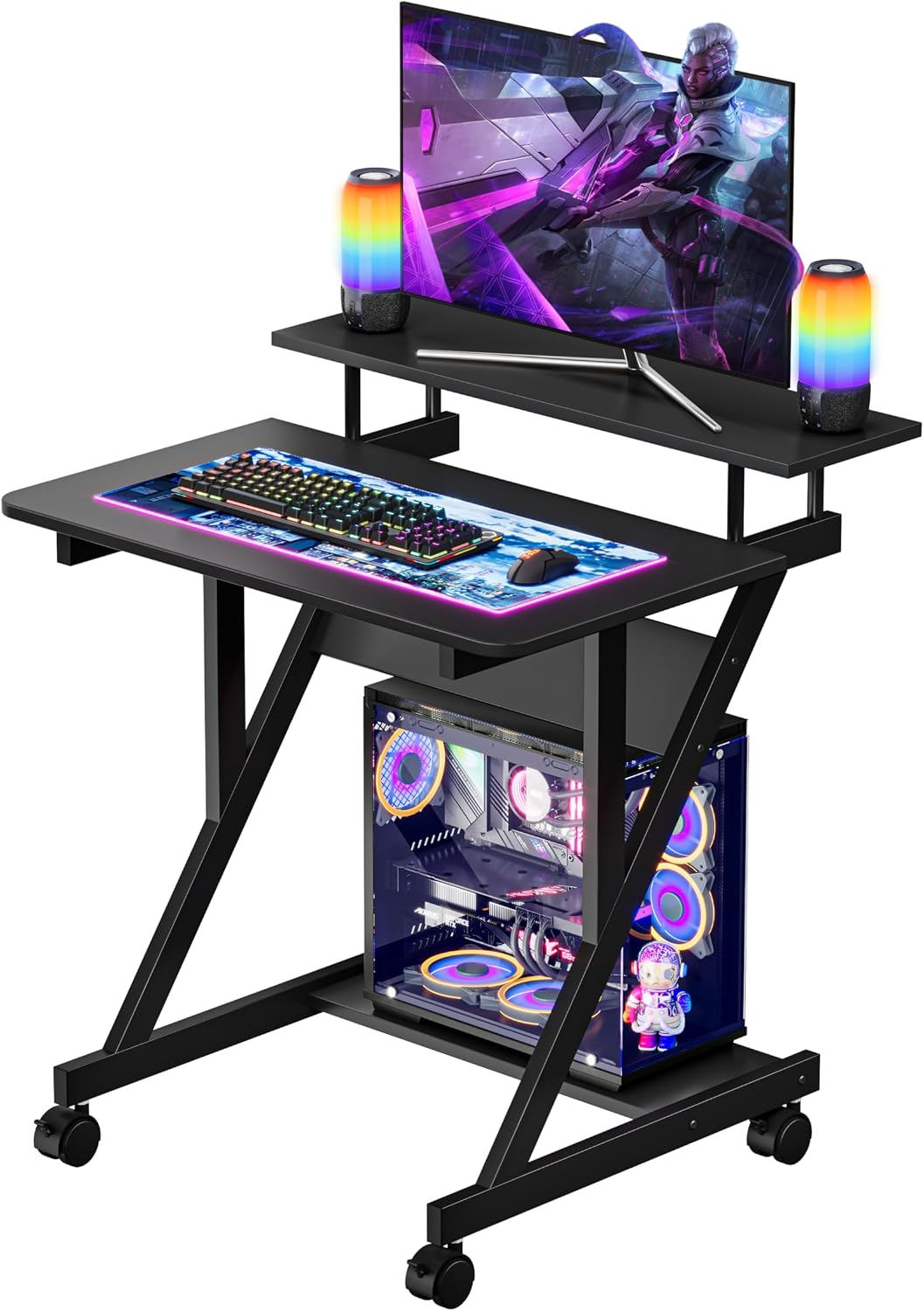 Black Tier Compact Pc Desk