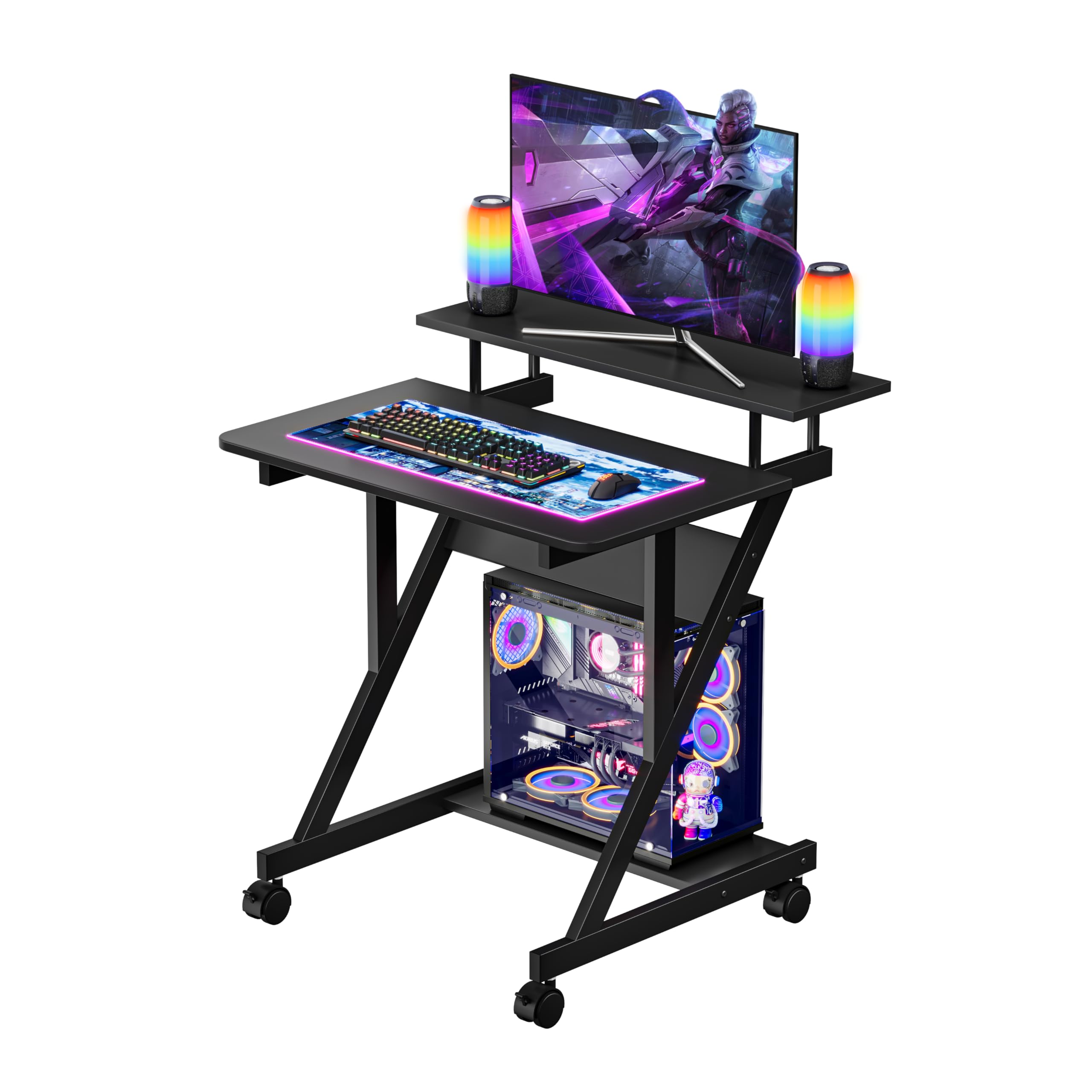 Black Tier Compact Pc Desk