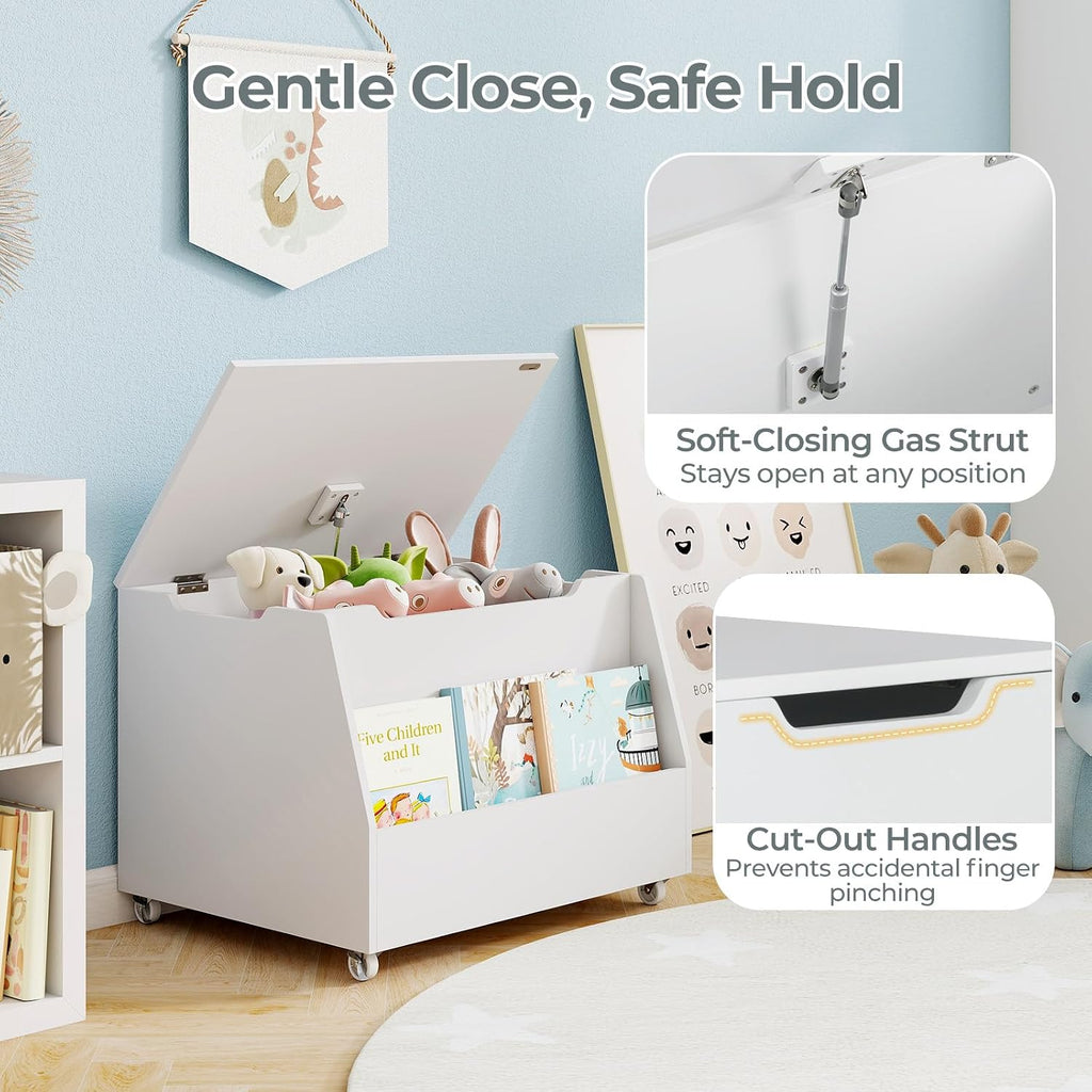 Wheeled Wooden Kids Storage Chest