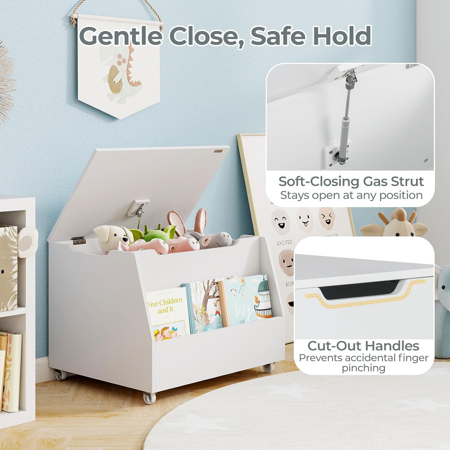 Wheeled Wooden Kids Storage Chest