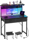 Black Led Gaming Study Desk