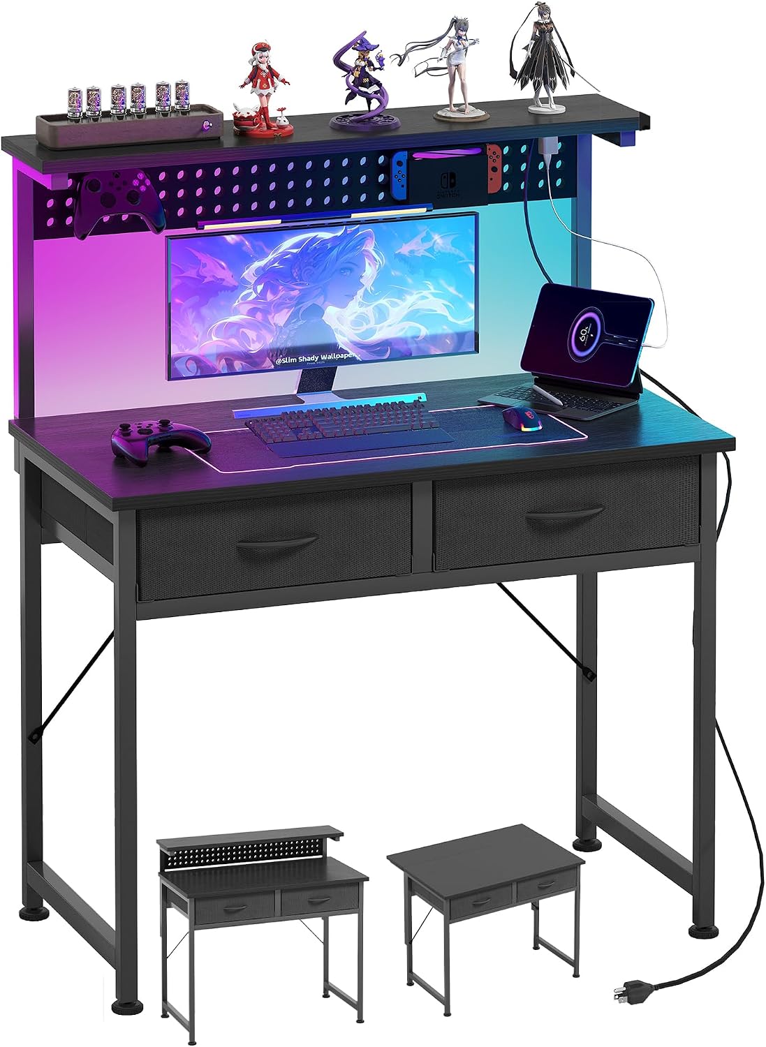 Black Led Gaming Study Desk