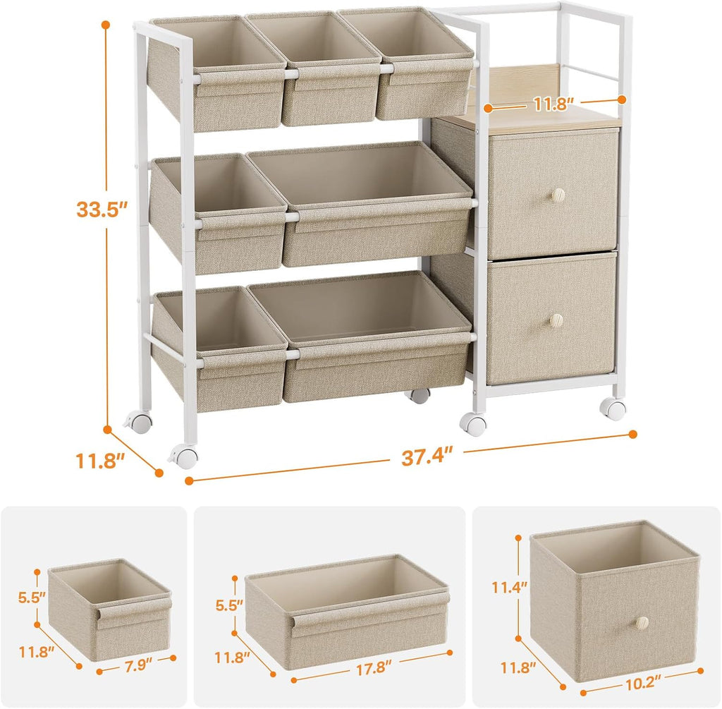 Off White Multi Bin Kids Storage Rac