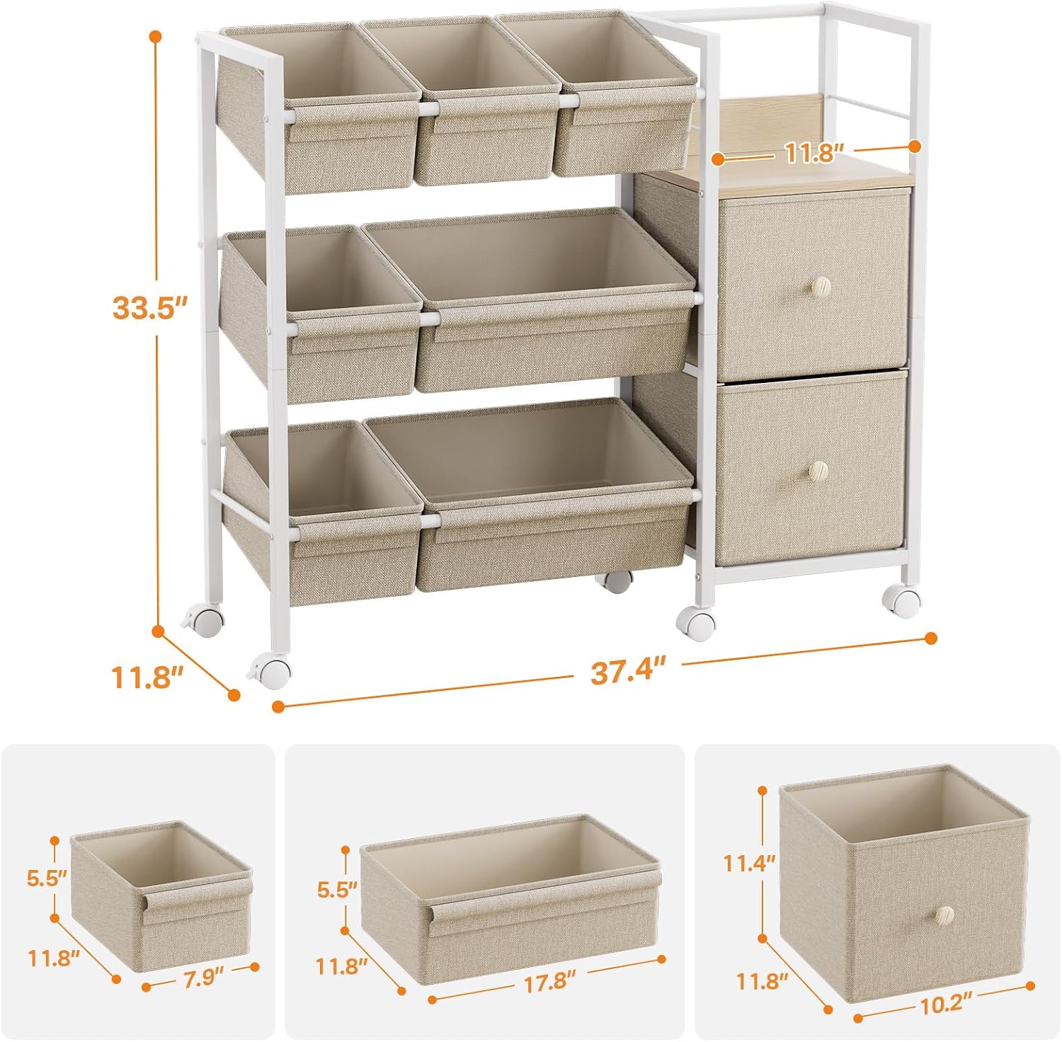 Off White Multi Bin Kids Storage Rac