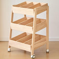 Wheeled Three-Tier Wooden Toy Rack