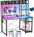 Black LED Hutch Gaming Desk