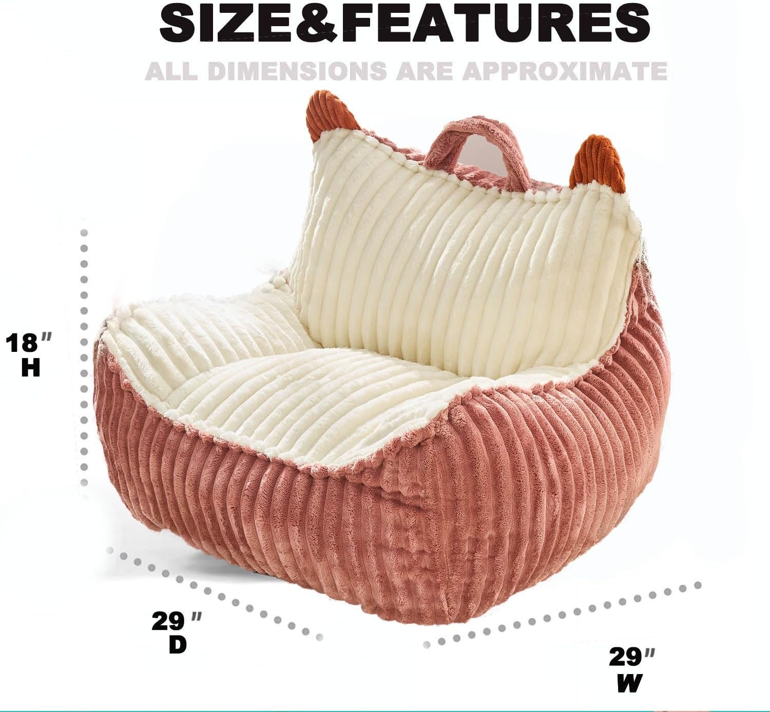 Pink Fur Foam Kids Bean Bag