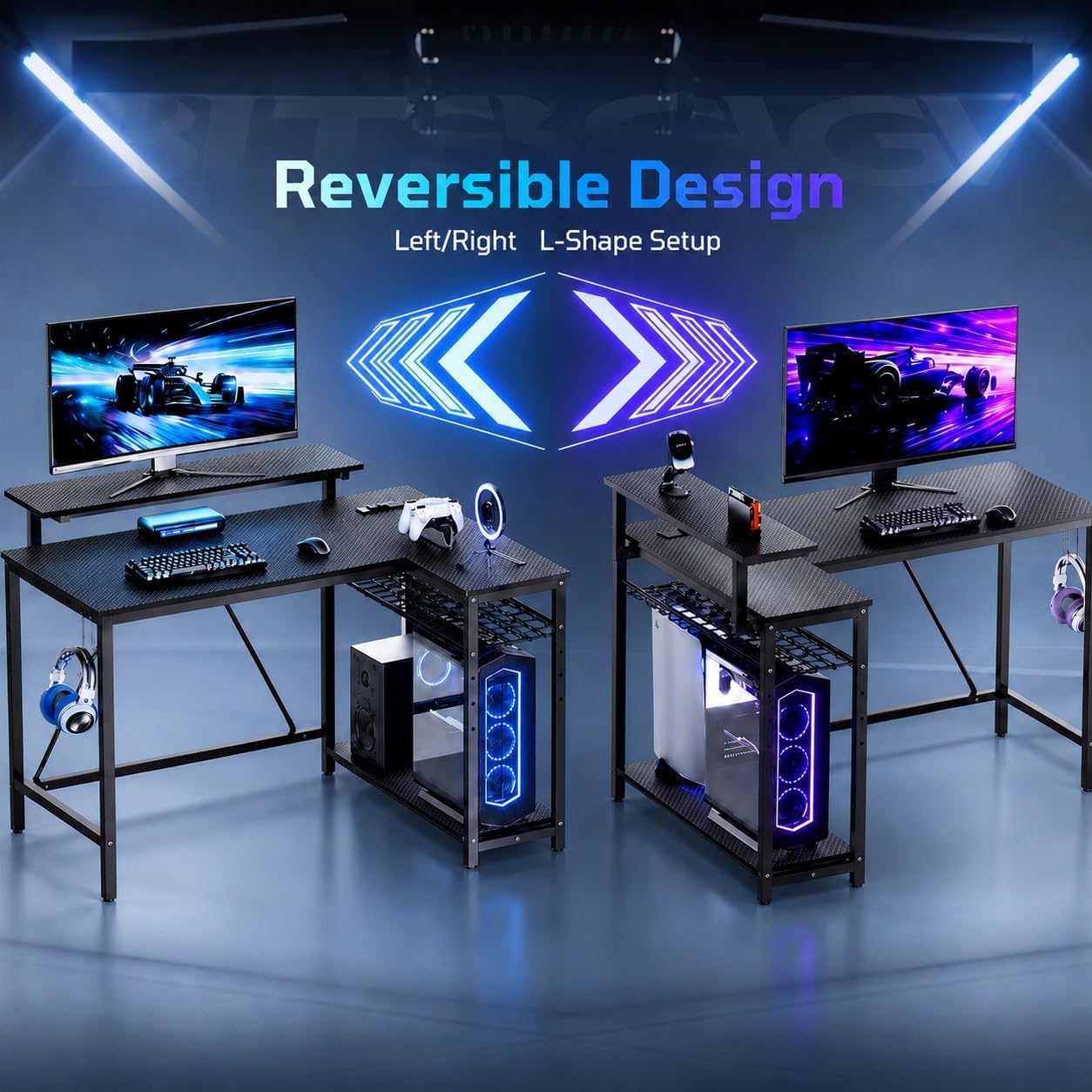 Black L RGB Corner Desk