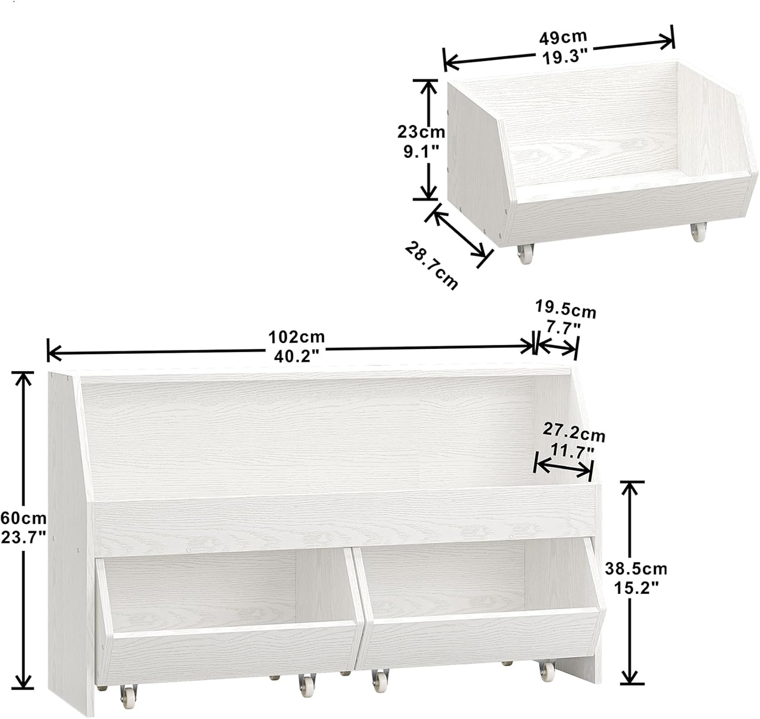 Wheeled Oak Kids Toy Storage Cabinet