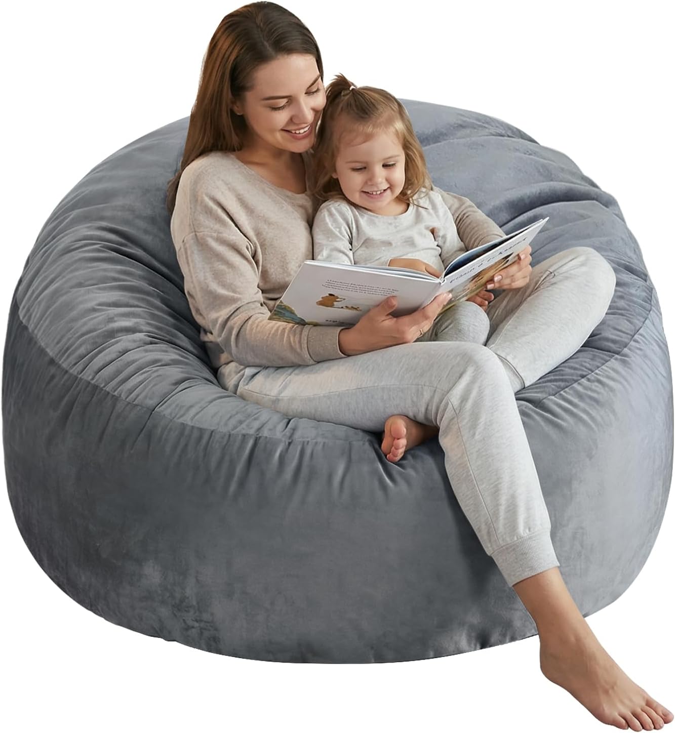 Grey Velvet Foam Bean Bag