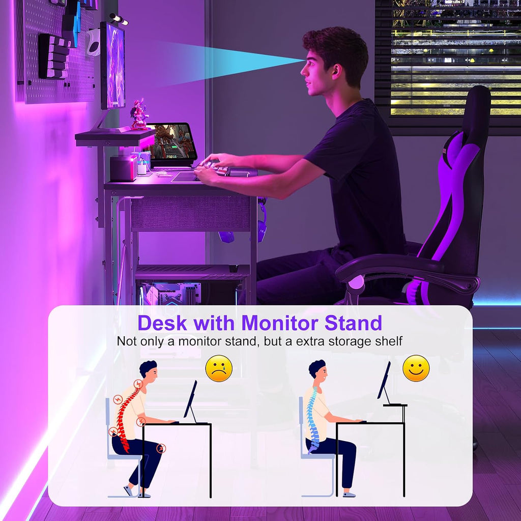 Black Lit Charging Pc Desk