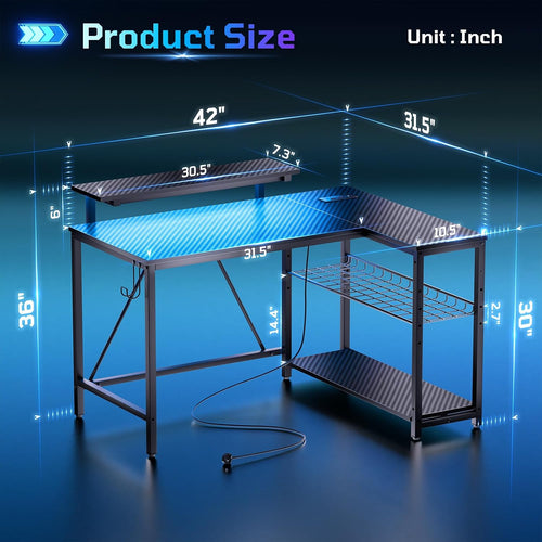 Black L RGB Corner Desk