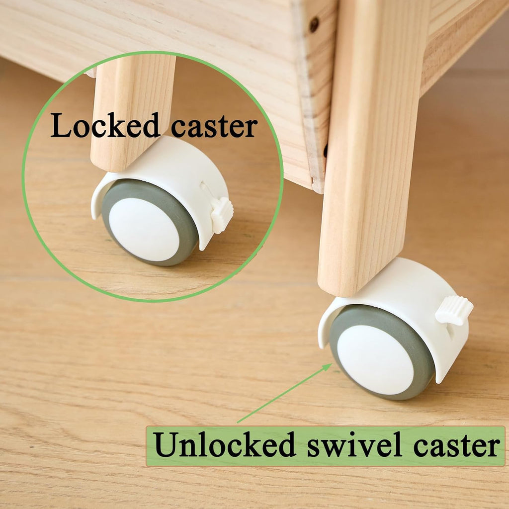 Wheeled Three-Tier Wooden Toy Rack