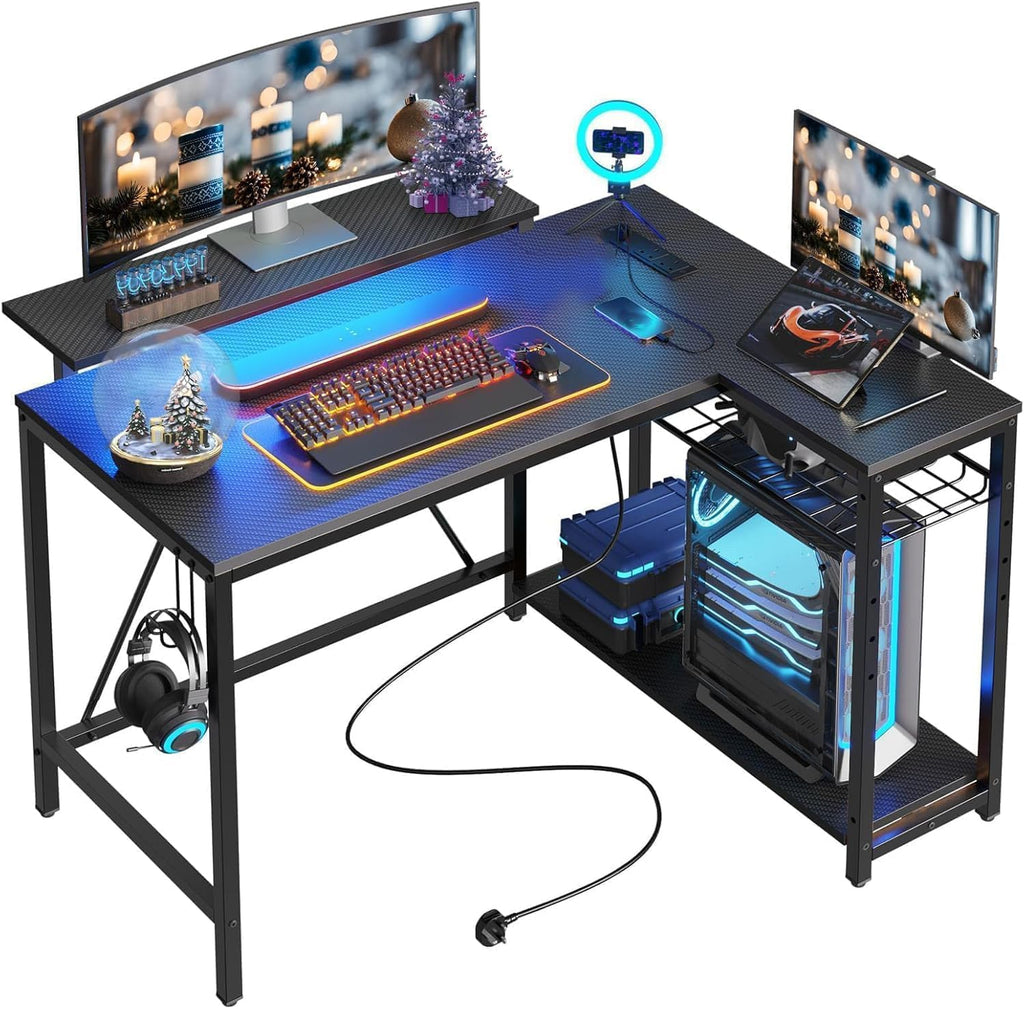 Black L RGB Corner Desk
