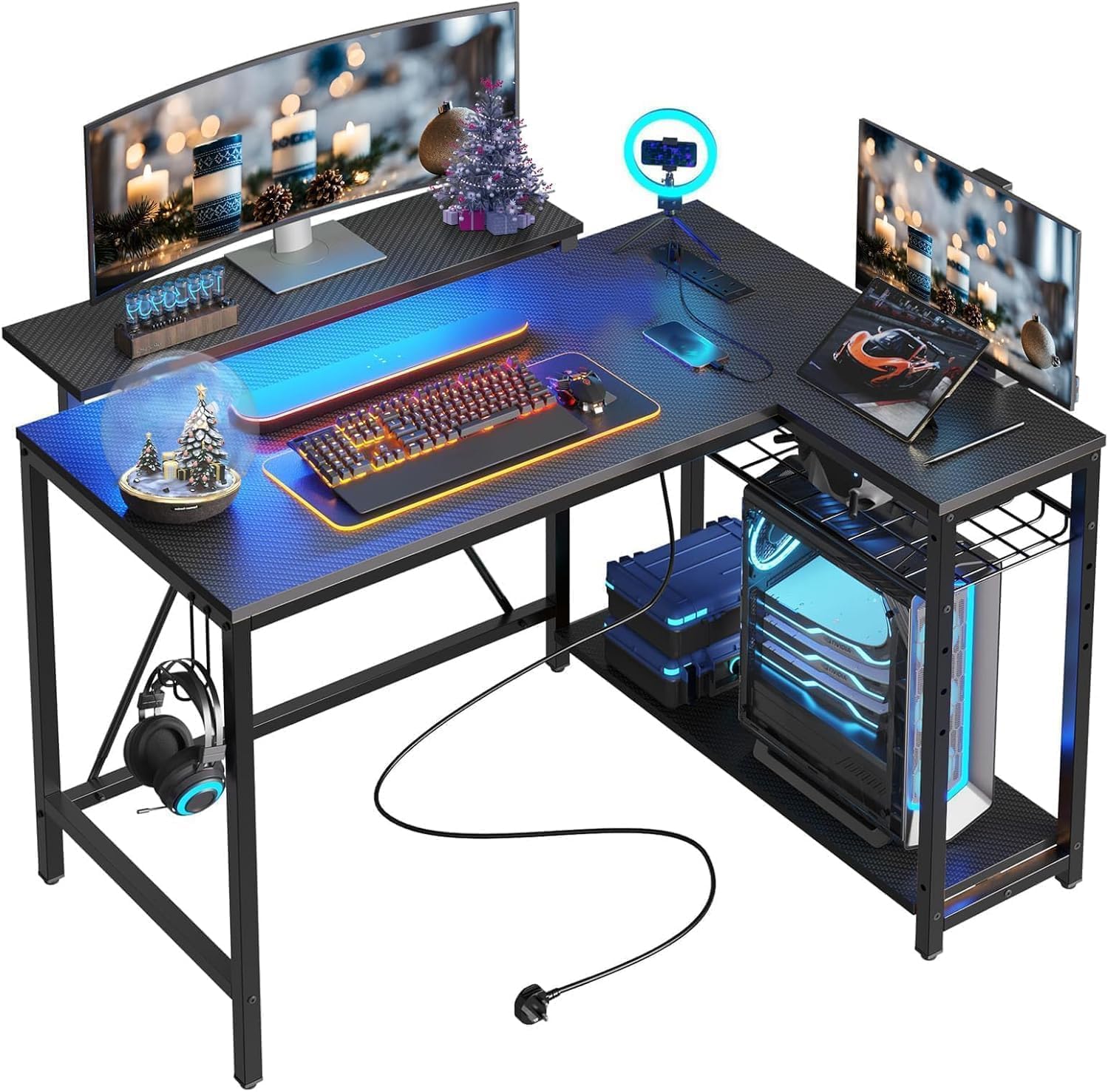 Black L RGB Corner Desk