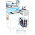 White Led Drawer Pc Desk