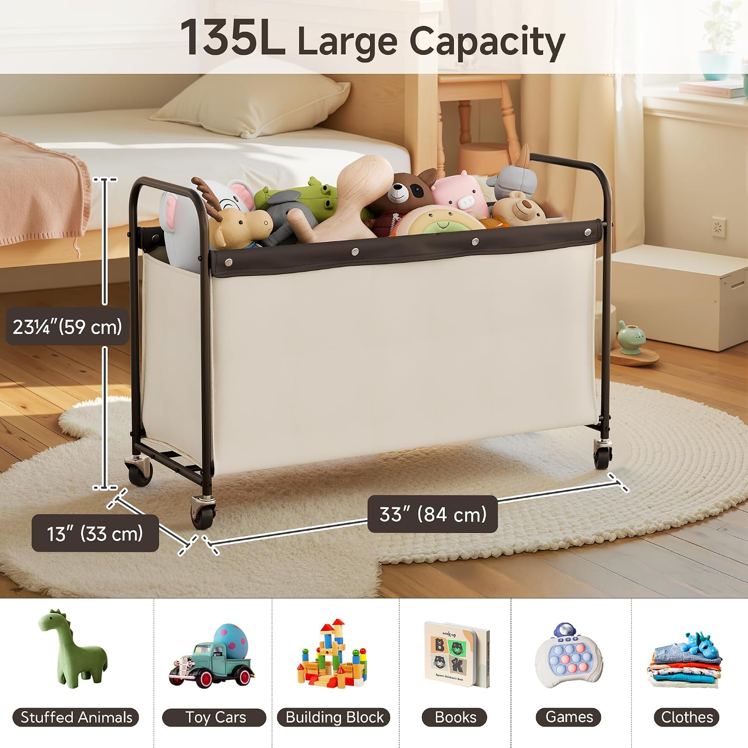 Wheeled Large Fabric Toy Storage Box