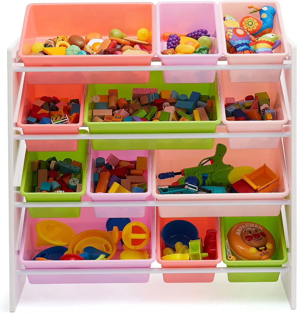White Pink Bin Kids Storage Unit