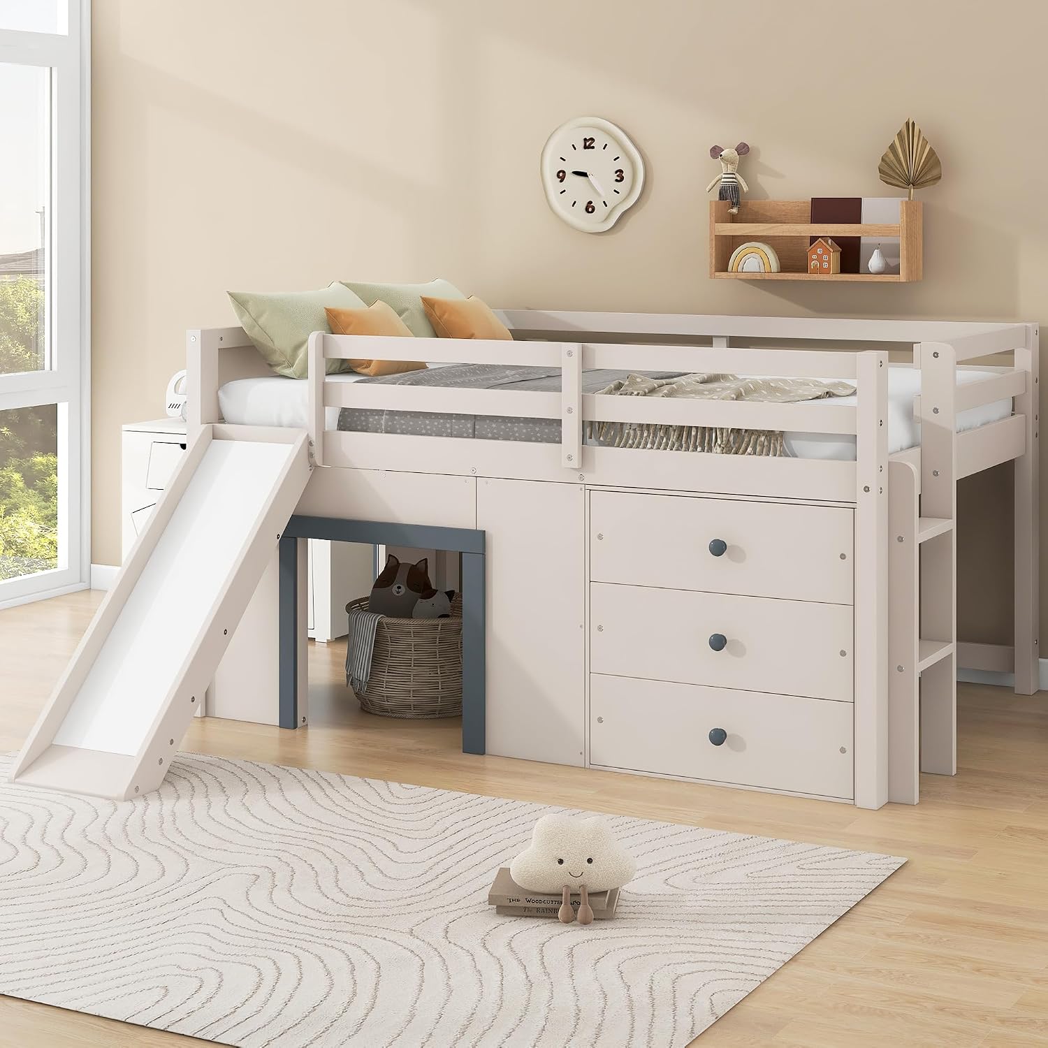 Wood Slide Drawer Loft Bed