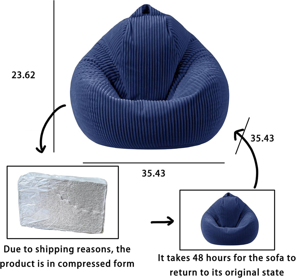 Navy Fur Foam Kids Bean Bag