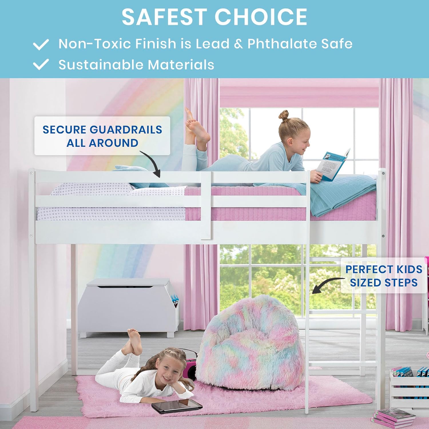 White Guard Twin Loft Bed
