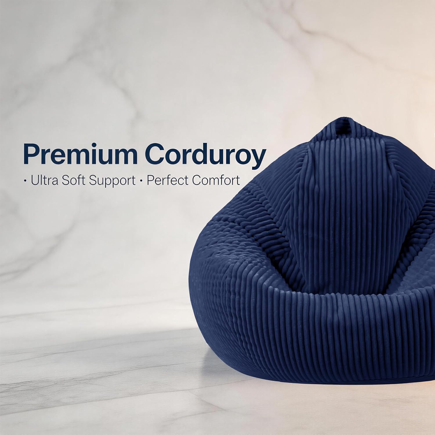 Navy Fur Foam Kids Bean Bag