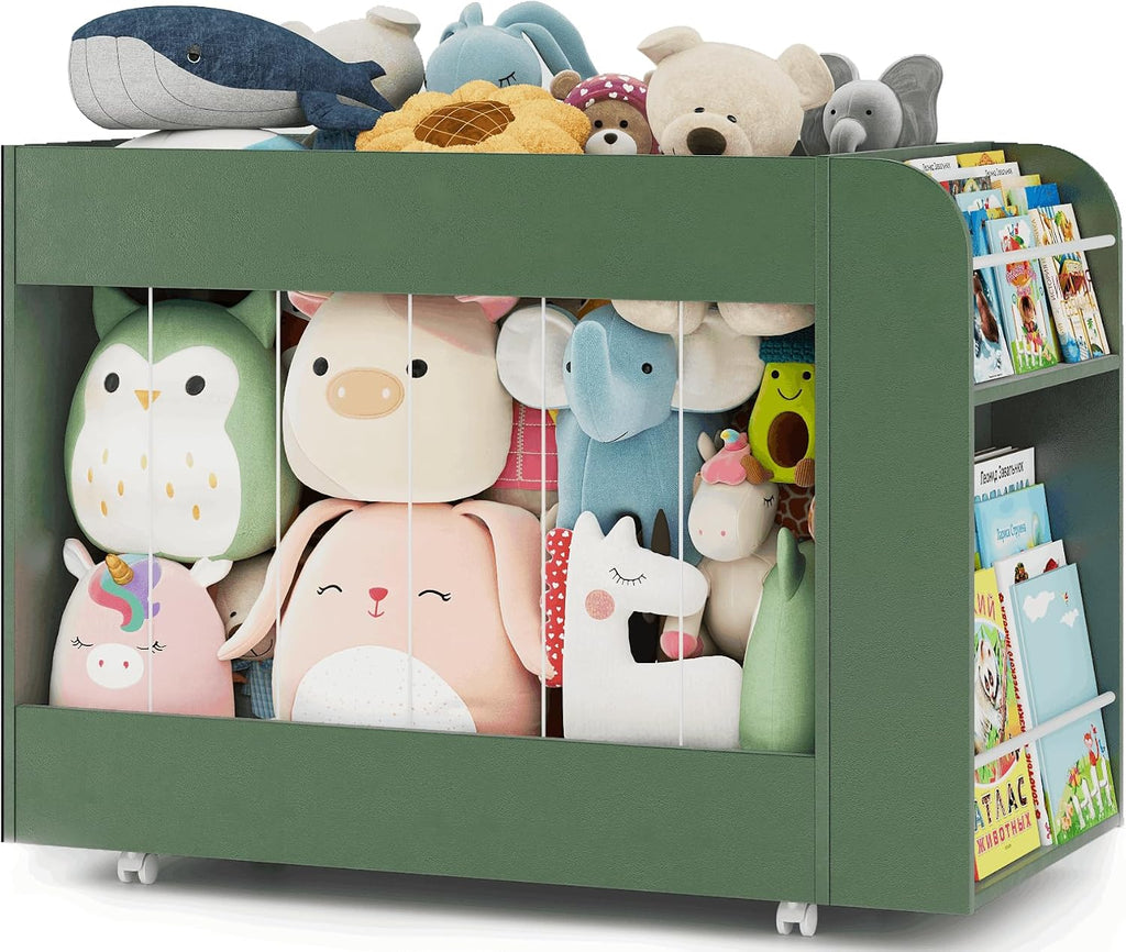 Wheeled Wooden Kids Storage Shelf
