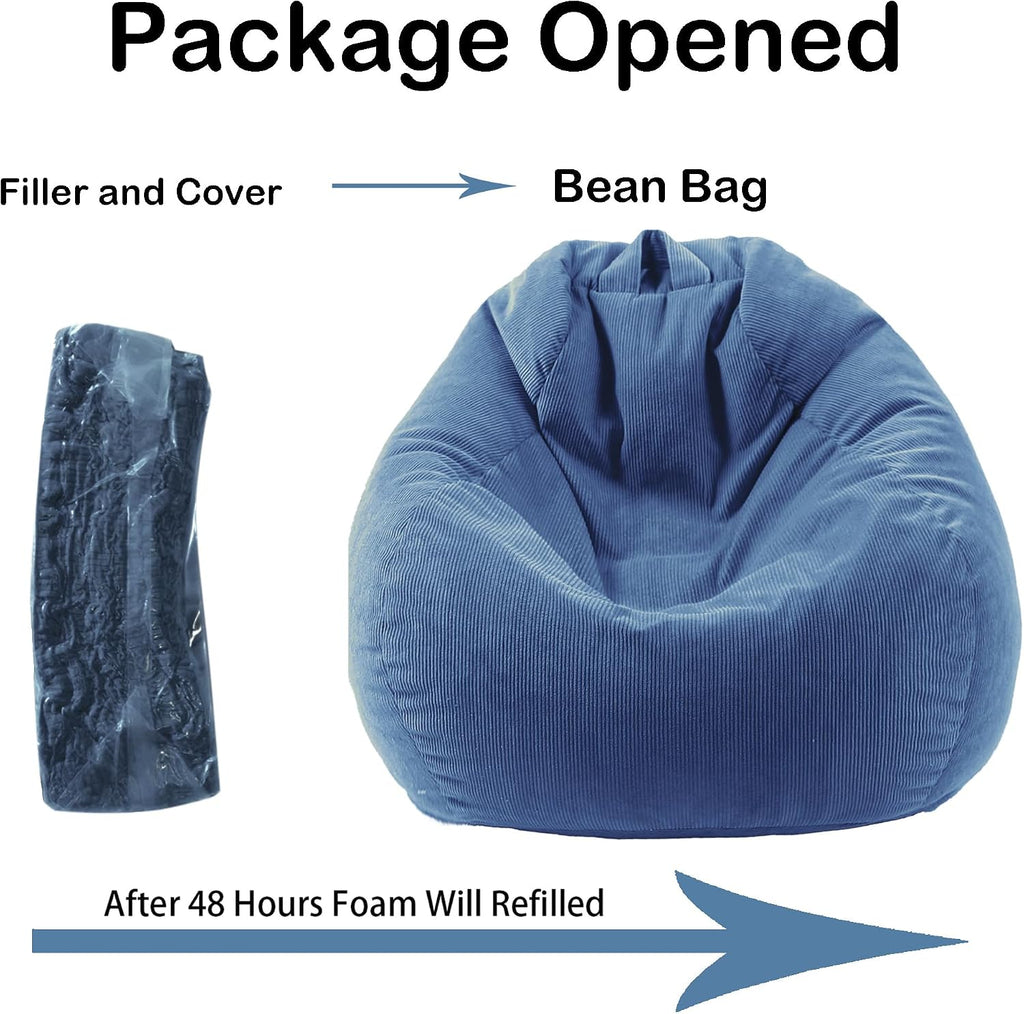 Blue Foam Filled Bean Bag