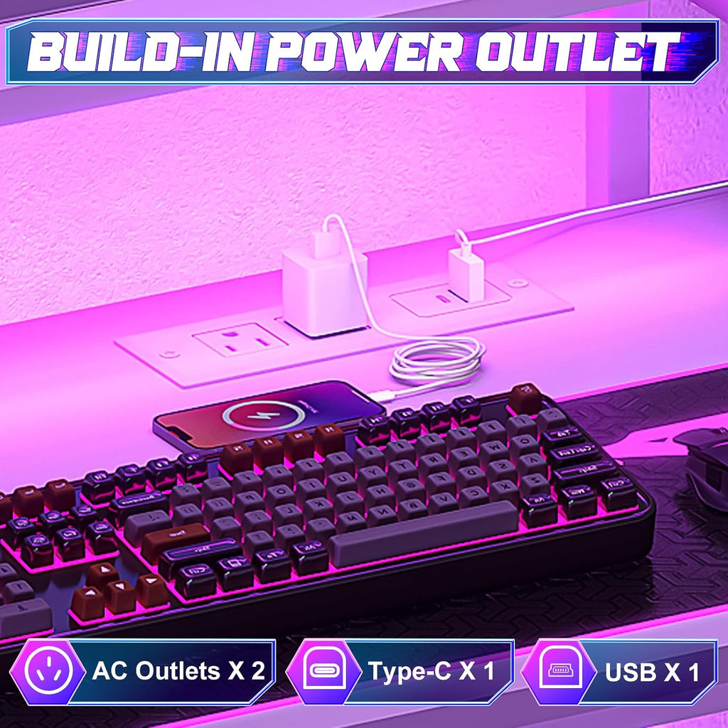 White Led Drawer Pc Desk