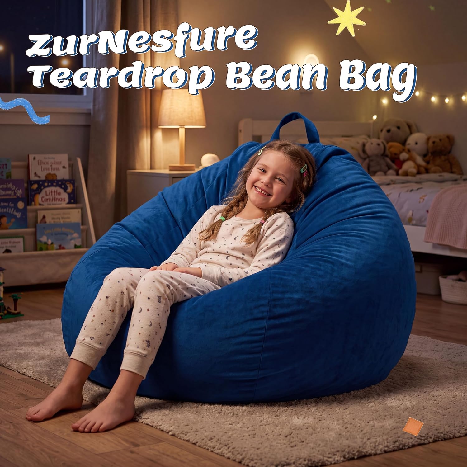 Blue Teardrop Small Bean Bag
