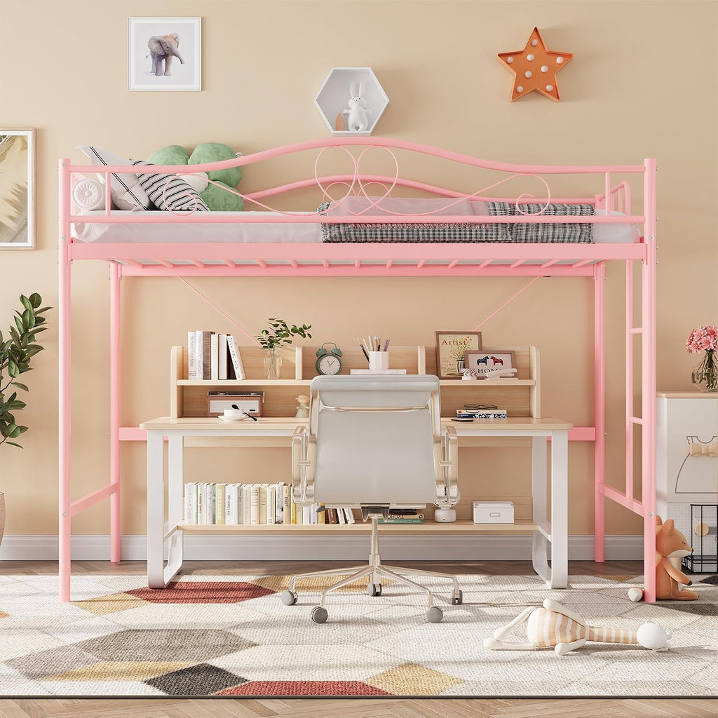 Pink Guard Metal Loft Bed