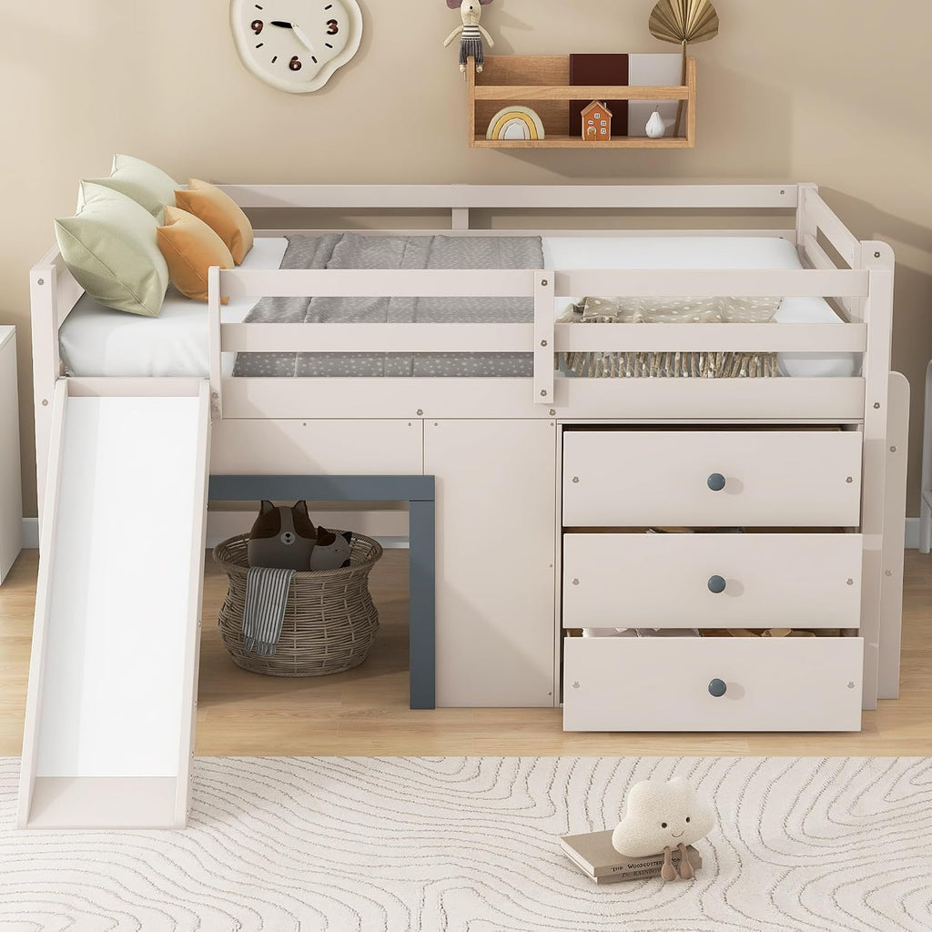 Wood Slide Drawer Loft Bed