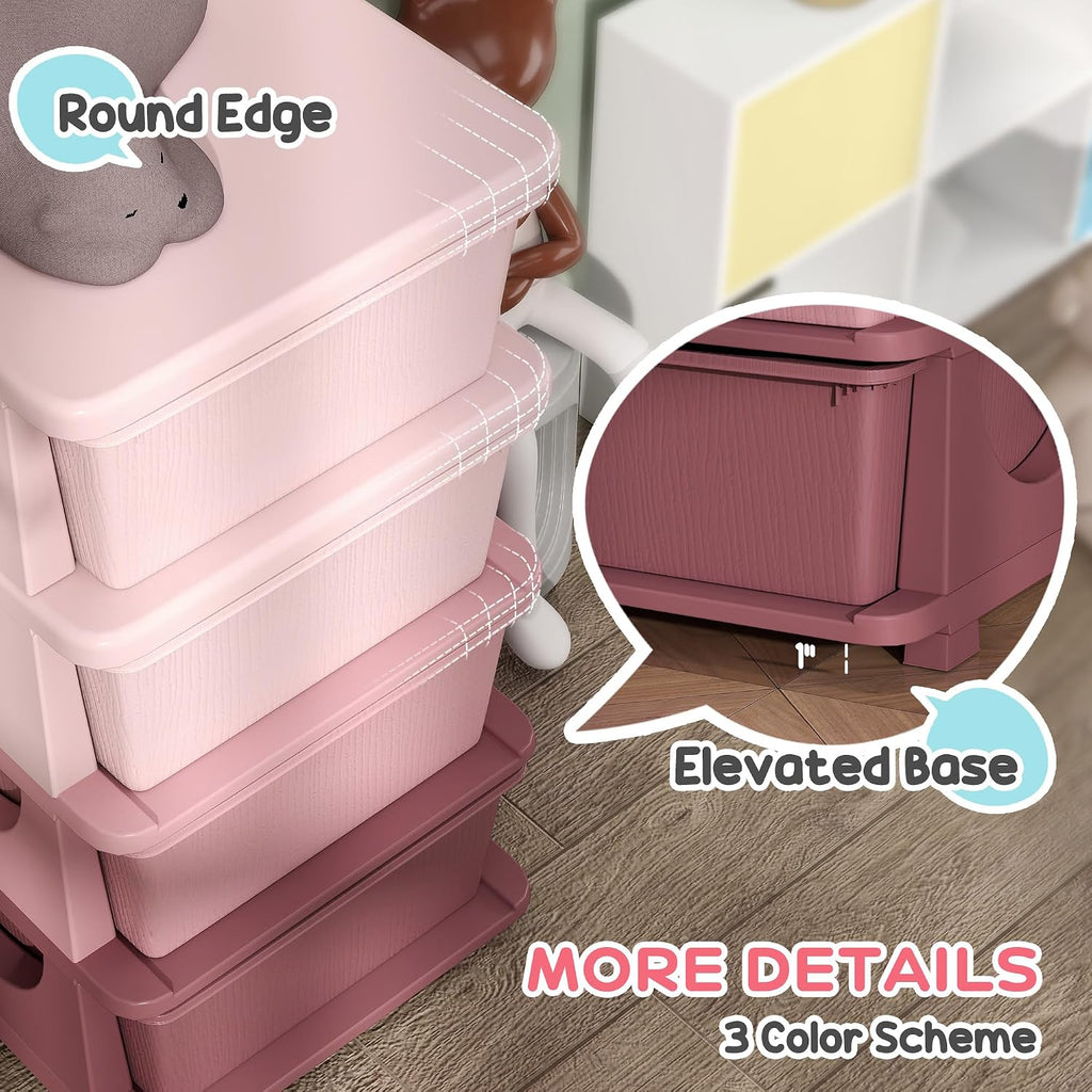Pink Four Drawer Kids Storage Unit