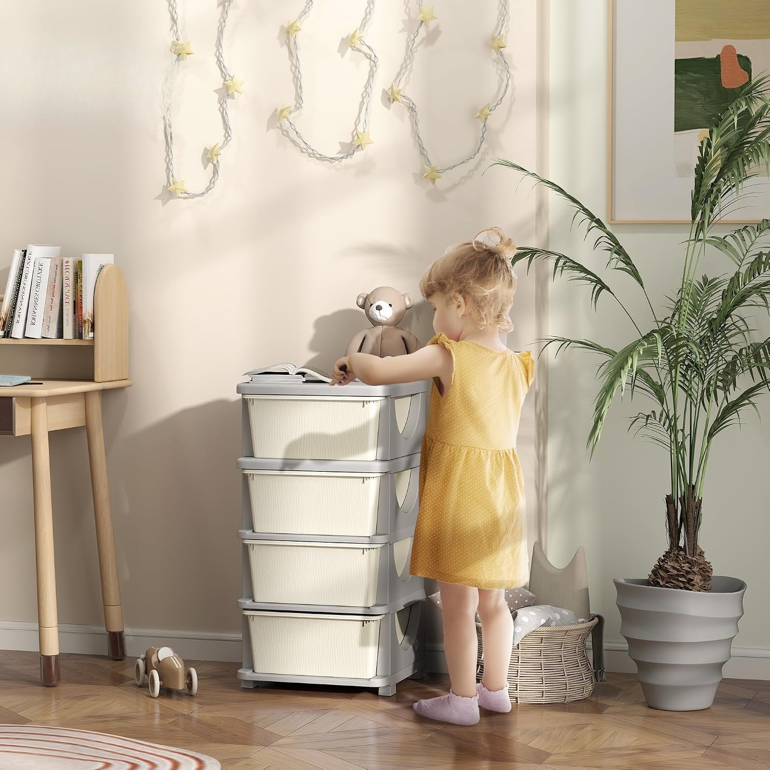 Cream Four Drawer Kids Storage Unit