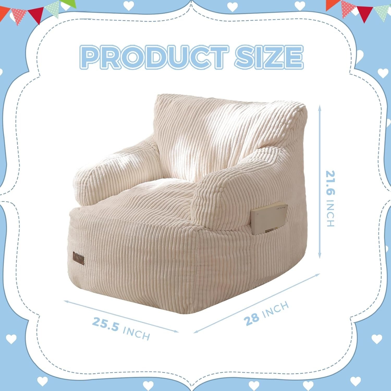 Beige Pocket Kids Bean Bag